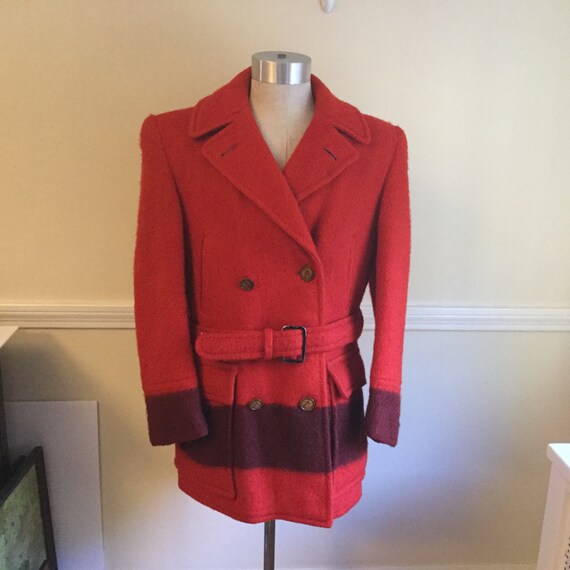 Vintage Hudsons Bay Trapper Point Blanket Coat / R