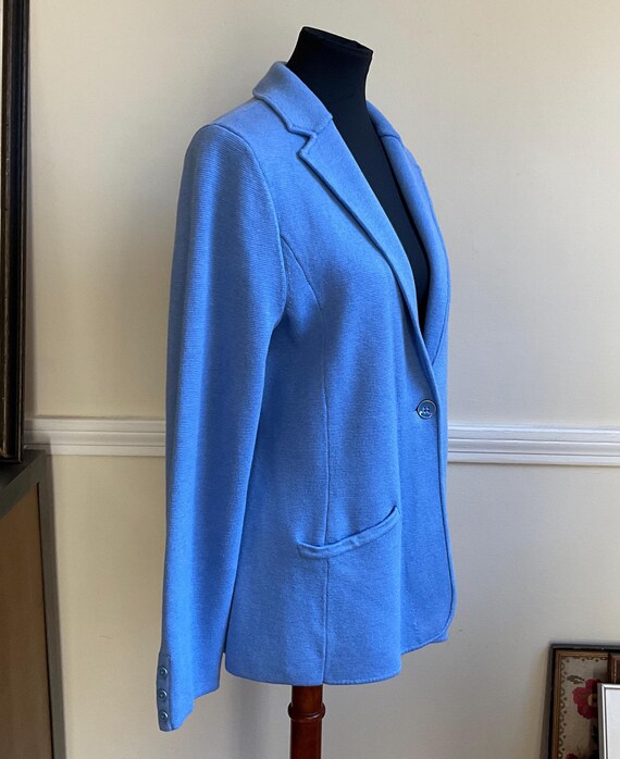 Talbots Blue Sweater Blazer Single Button Heavy C… - image 2
