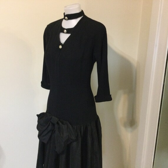 Vintage 40s- 50s Black Cocktail Dress / Vintage B… - image 5