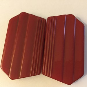 40s Red Bakelite Double Buckle / 1940s Cherry Red Bakelite 2 pc Buckle / 2 pc Bakelite Buckle / Red Bakelite Clip Buckle / Vintage Bakelite