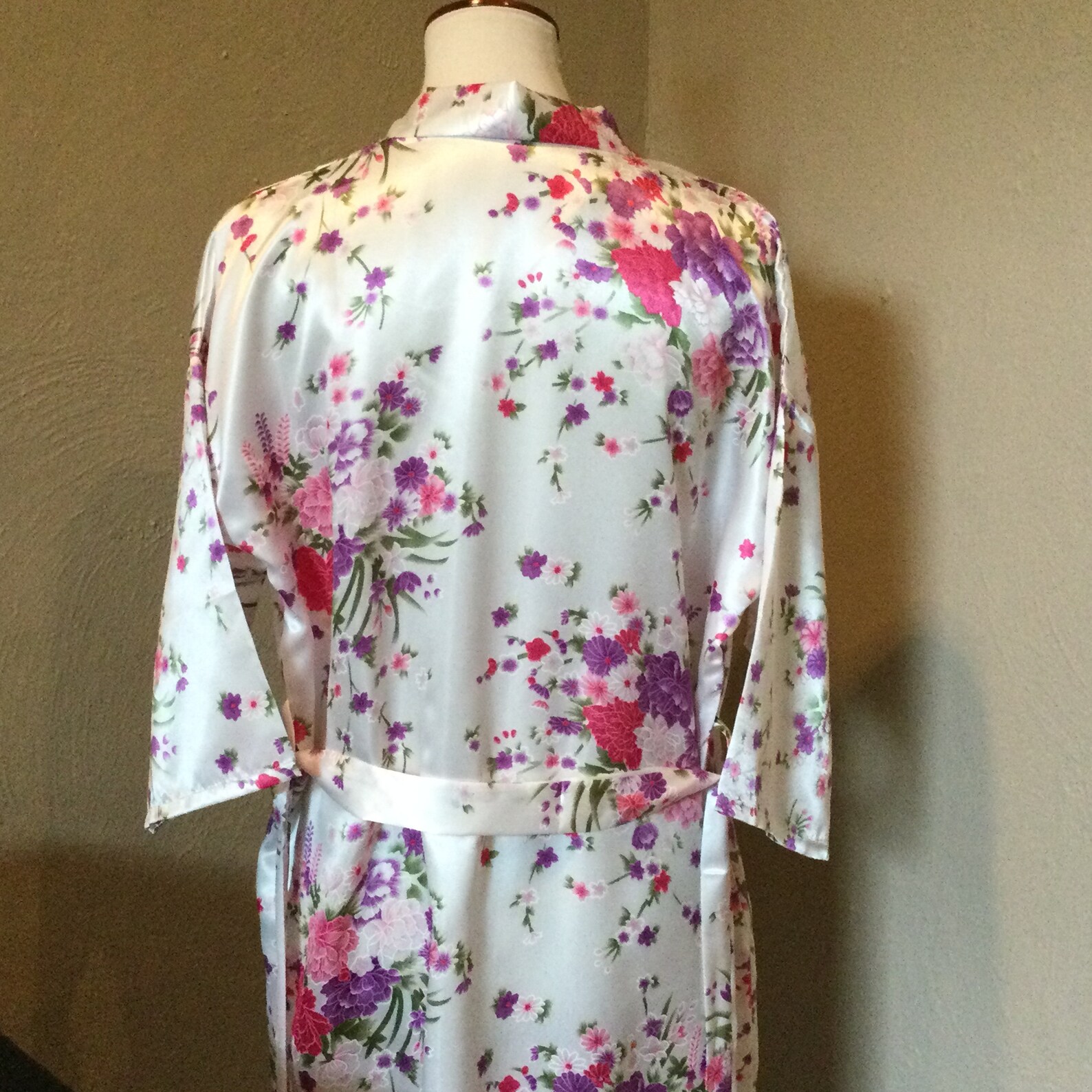 floral satin kimono robe