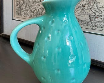 Vintage Rare Royal Haeger Dimpled Turquoise Pitcher 8.5” / Deco to Mid Century Turquoise Ceramics  / Retro Royal Haeger Ceramics