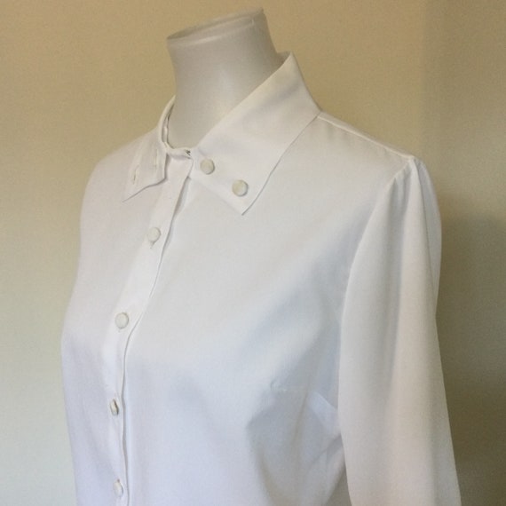 Vintage 50s White Shortie Blouse / 50s White Secr… - image 5