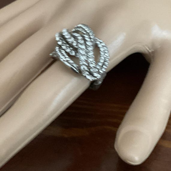 Rhinestone Encrusted Open Ring Adjustable Stretch… - image 1