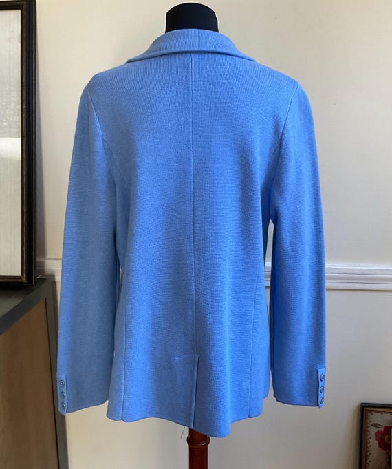 Talbots Blue Sweater Blazer Single Button Heavy C… - image 6