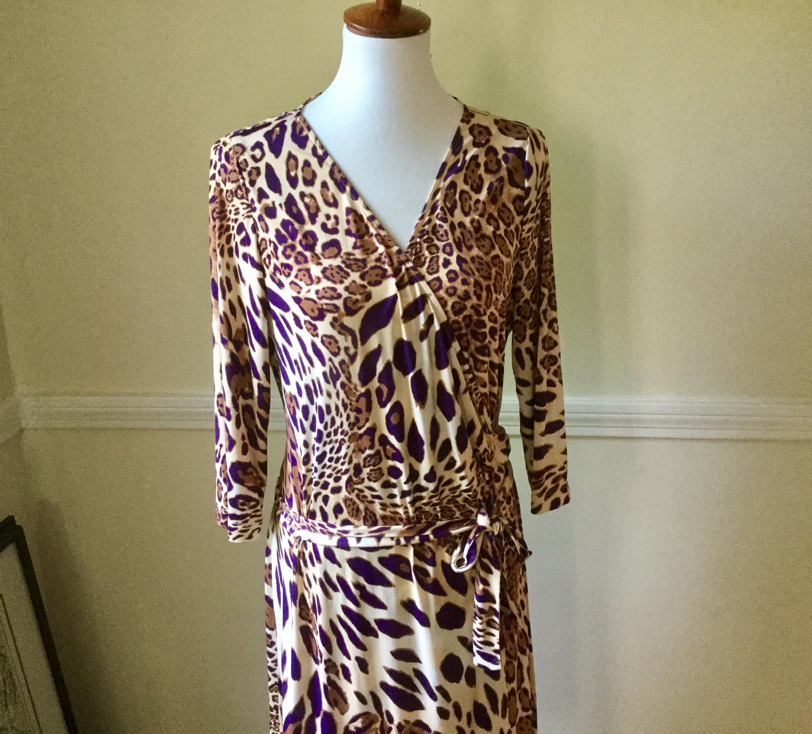 Animal Print TAHARI Wrap Dress Designer Tahari Leopard Print Dress Tahari Bold Animal Print Dress Sz 10 Tahari Leopard Dress
