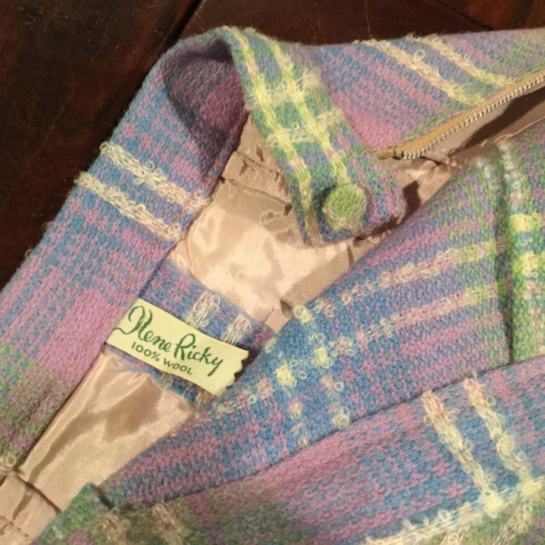 Vintage Mohair Plaid Pencil Skirt Rockabilly 26 Waist 38 Hip / 50s 60s