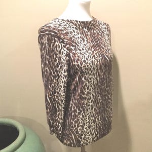 Leopard Print Merino Wool Sweater Med / Animal Print J Crew Wool Pullover / Ribbed Trim Classic J Crew Leopard Merino Wool Sweater image 3