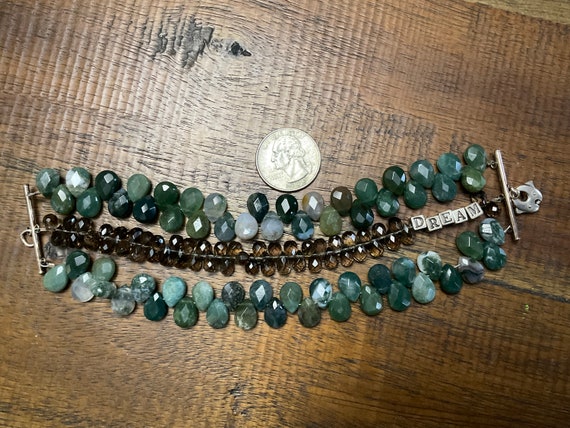 Sterling Mix Agate Cluster Stone Bracelet w “Drea… - image 8