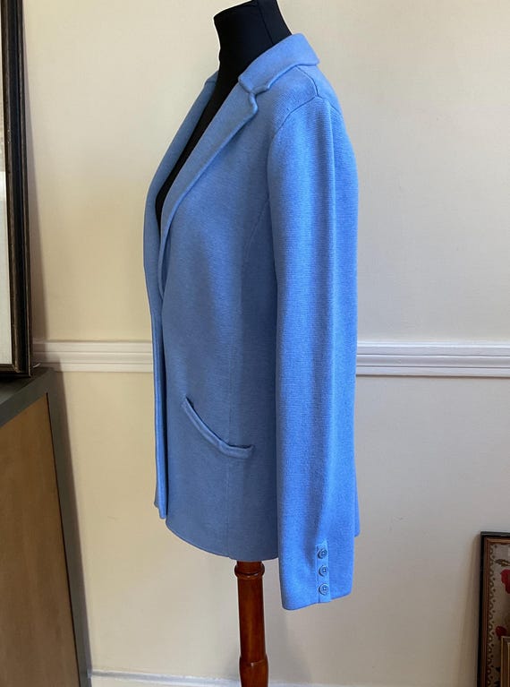 Talbots Blue Sweater Blazer Single Button Heavy C… - image 3