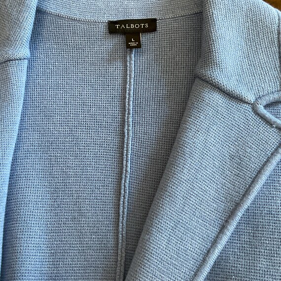 Talbots Blue Sweater Blazer Single Button Heavy C… - image 9