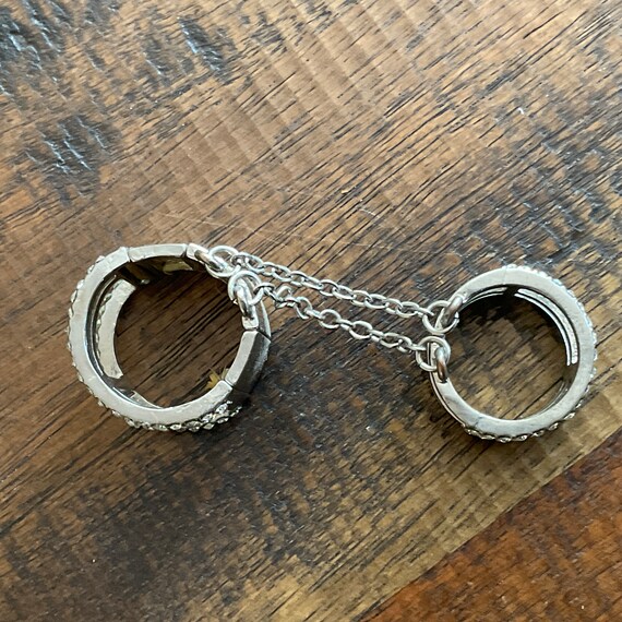 Double Rhinestone Connected Rings / 2 connected R… - image 6