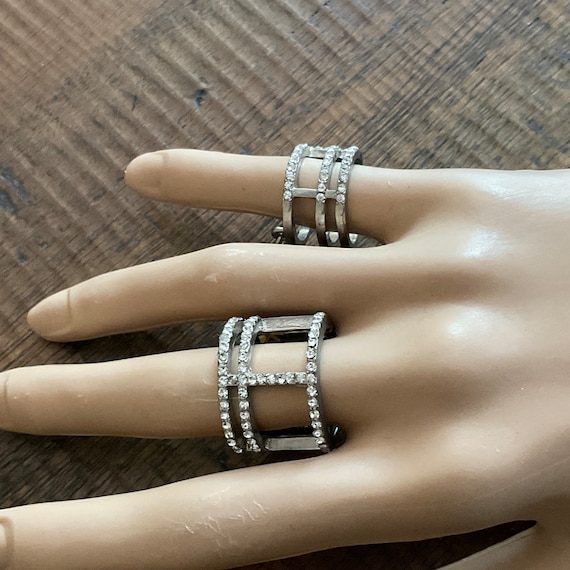 Double Rhinestone Connected Rings / 2 connected R… - image 5