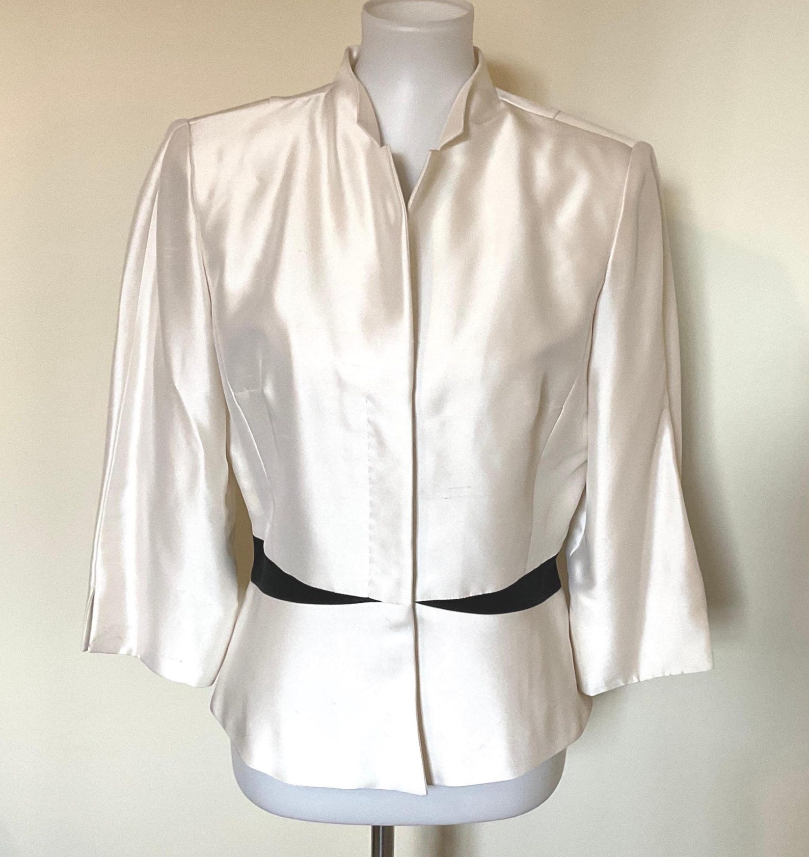 Kay Unger Luxury White Silk Suit Jacket