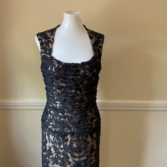Tadashi Shoji Black Applique Lace Cocktail Dress … - image 1