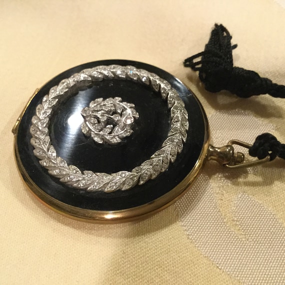 Vintage Black Enamel Deco Style Curb Chain Necklace b… - Gem
