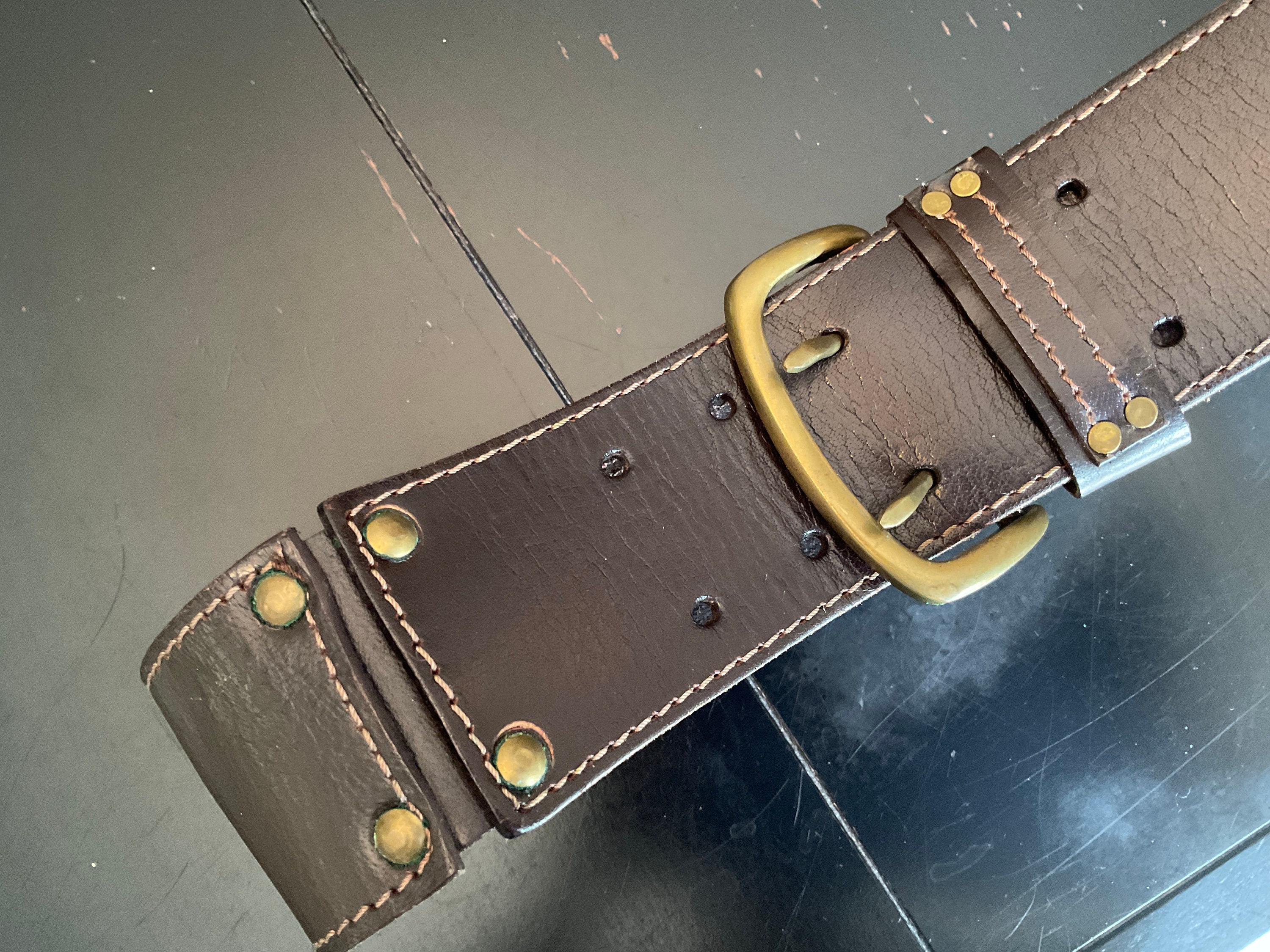Brown Wide Leather Stud Belt Banana Republic / Wide Leather  display picture 2