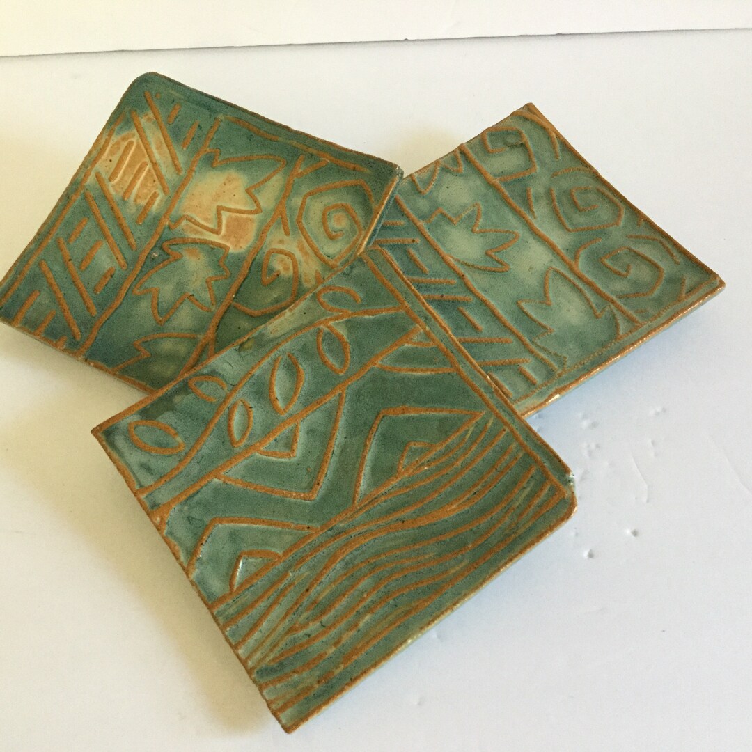Celadon Ceramic Decorative Square Plates 3 / Decorative Etsy
