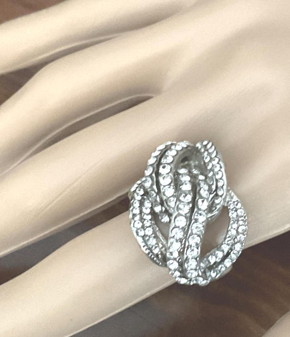 Rhinestone Encrusted Open Ring Adjustable Stretch… - image 9