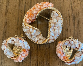 Abalone and Coral Jewelry Set