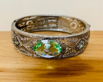 Circa 1920’s Art Deco Filigree Bangle Bracelet