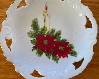 Holly Candle Christmas Wall Plate