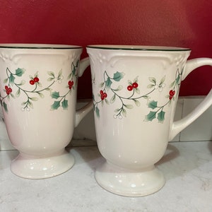 Pair of Pfaltzgraff Winterberry Footed Coffee Cups