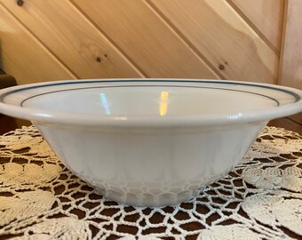 Fire King Pasta Bowl Turquoise Stripes