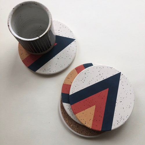 DECO COASTERS Set of 4 Absorbent Ceramic Stone Coasters Etsy