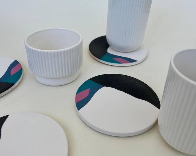 LANDSCAPE COASTERS set of 4 absorbent stone coasters / ceramic coasters