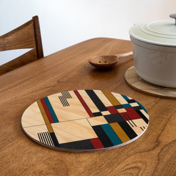 Pieza central Bauhaus trivet / montaña rusa de escritorio / trivet de madera / trivet moderno