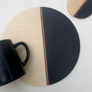 modern trivet wood centerpiece / minimal geometric/ large coaster/ wood trivet/ growler holder/ outdoor coaster /desk coaster image 2