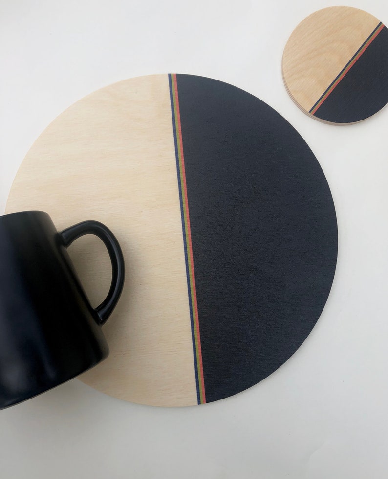 modern trivet wood centerpiece / minimal geometric/ large coaster/ wood trivet/ growler holder/ outdoor coaster /desk coaster image 2