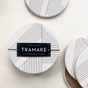 DECO COASTERS set of 4 absorbent ceramic stone coasters, modern, geometric, minimal Absorbent Ceramic