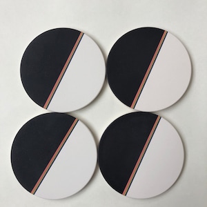 DIPPED COASTERS set of 4 absorbent ceramic stone coasters, modern, geometric, minimal image 1
