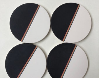 DIPPED COASTERS set of 4 absorbent ceramic stone coasters, modern, geometric, minimal