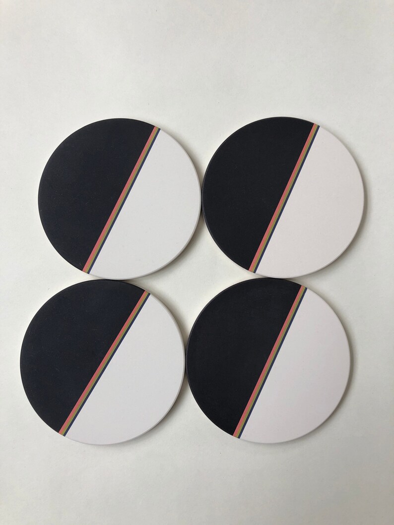 DIPPED COASTERS set of 4 absorbent ceramic stone coasters, modern, geometric, minimal image 1