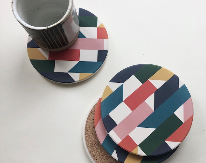 MOSAIC COASTERS set of 4 ceramic coasters