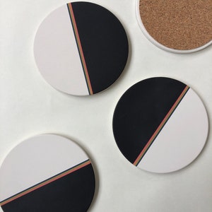 DIPPED COASTERS set of 4 absorbent ceramic stone coasters, modern, geometric, minimal image 2