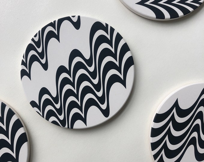 SQUIGGLE COASTERS set of 4 ceramic coasters