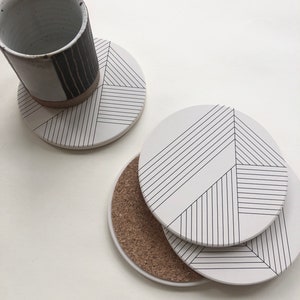 ART DECO ceramic coasters absorbent set of 4 thirsty coasters