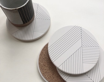 ART DECO ceramic coasters absorbent set of 4 thirsty coasters