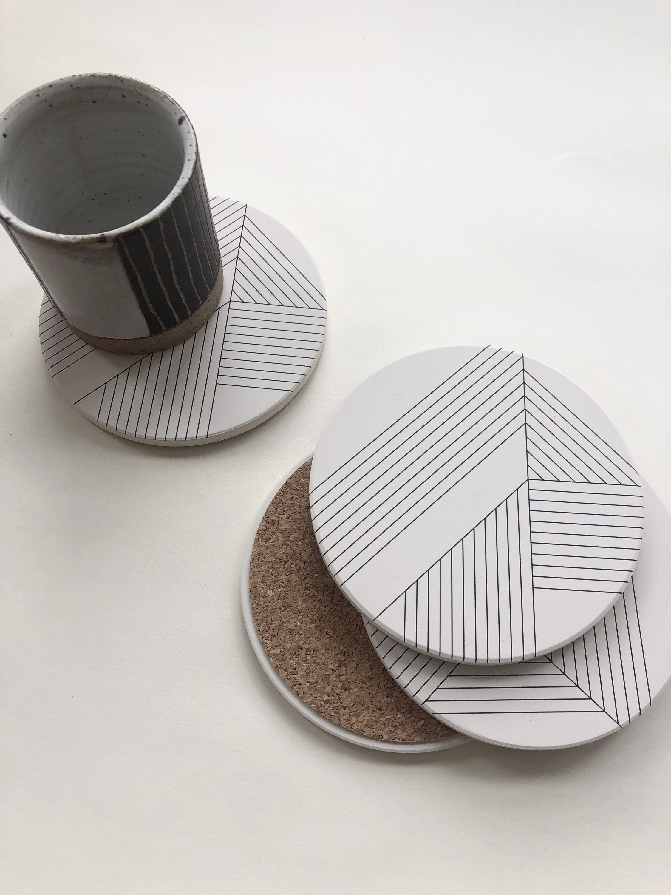 DECO COASTERS set of 4 ceramic absorbent coasters