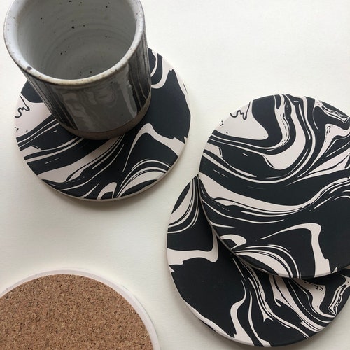 MARBLE COASTERS Set of 4 Ceramic Coasters Absorbent Coasters Etsy