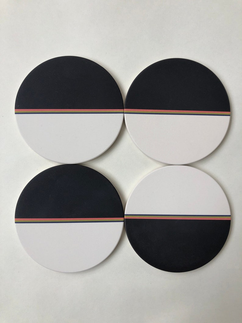 DIPPED COASTERS set of 4 absorbent ceramic stone coasters, modern, geometric, minimal image 3