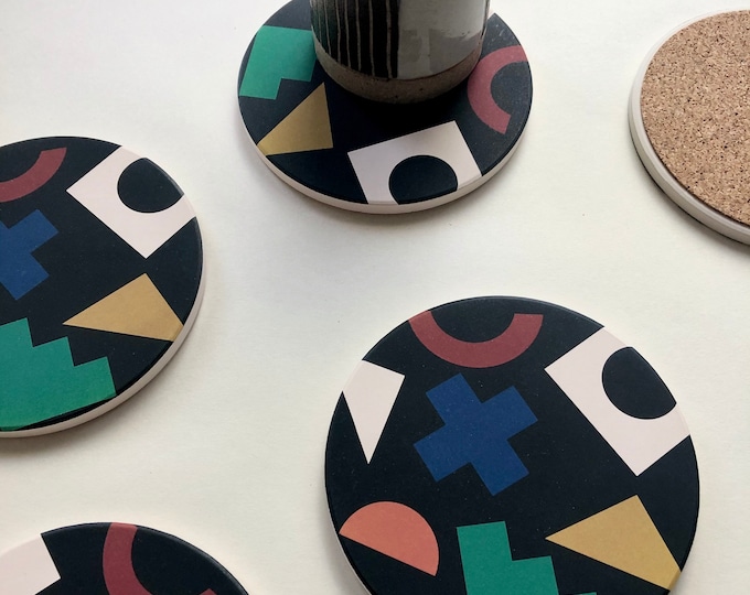 COLLAGE COASTERS set of 4 absorbent ceramic stone