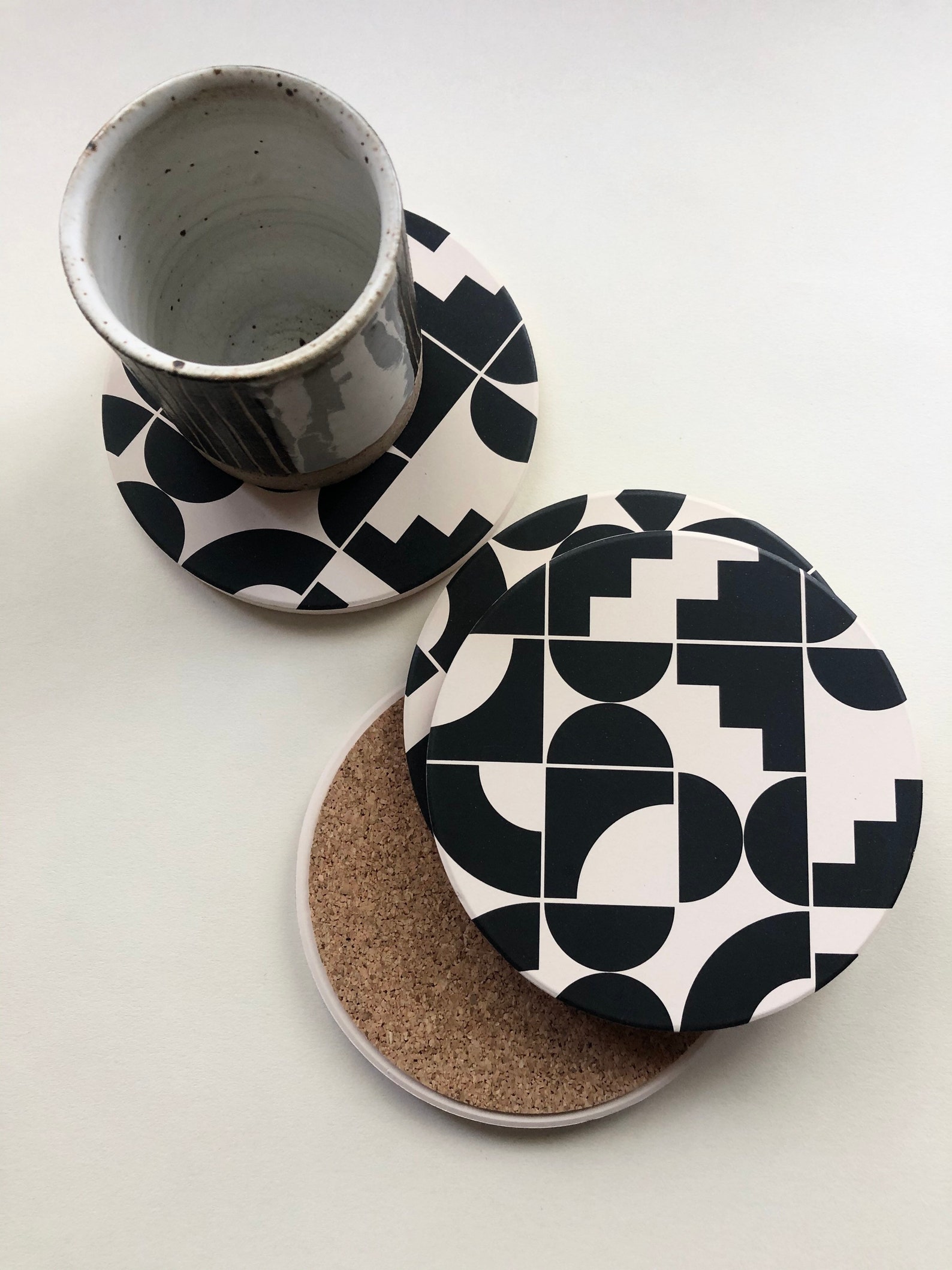 GEOMETRIC COASTERS Set of 4 Ceramic Coasters Absorbent Etsy