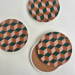 CUBES COASTERS set of 4 absorbent stone coasters / ceramic coaster set image 3