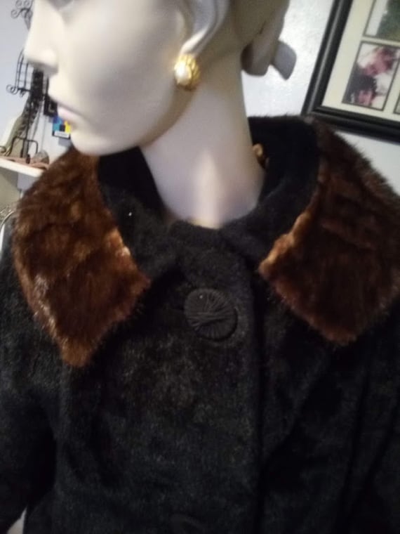 Mid Century Faux Fur Ladies Dress Coat with Real … - image 1