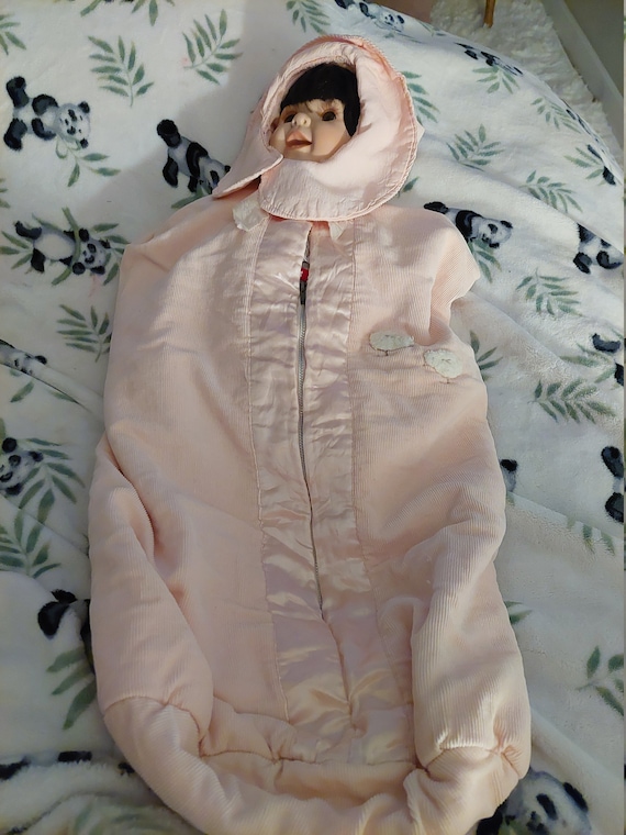 Baby Pink Corduroy Bunting and Bonnet